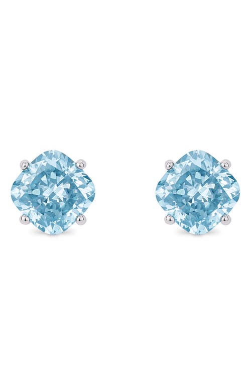 1.5-Carat Lab Grown Diamond Solitaire Cushion Stud Earrings in Blue/14K White Gold