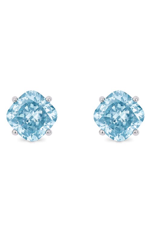 LIGHTBOX 1.5-Carat Lab Grown Diamond Solitaire Cushion Stud Earrings in Blue/14K White Gold at Nordstrom