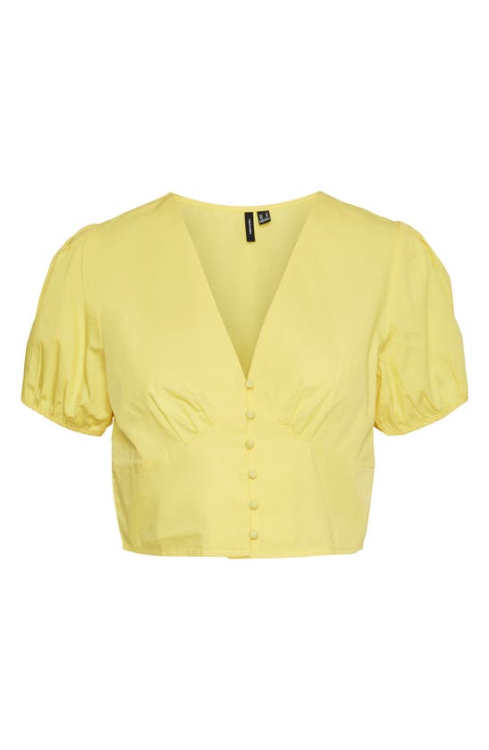 Shop Vero Moda Cotton Crop Top In Lemon Zest