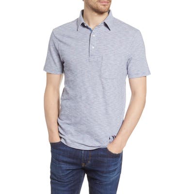 Faherty Pinstripe Short Sleeve Pocket Polo, Blue