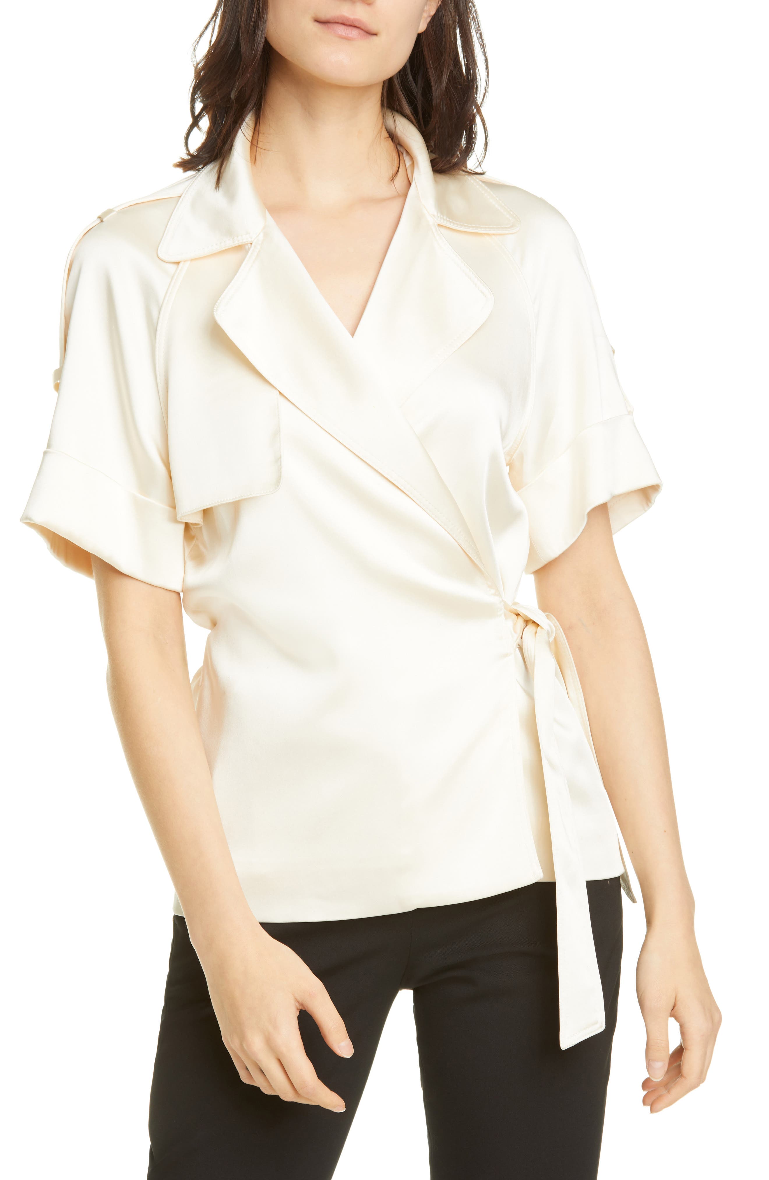 satin wrap shirt