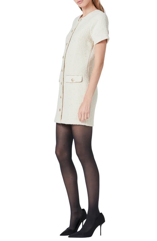 Endless Rose Tweed Buttoned Mini Dress In Ivory In Ivory