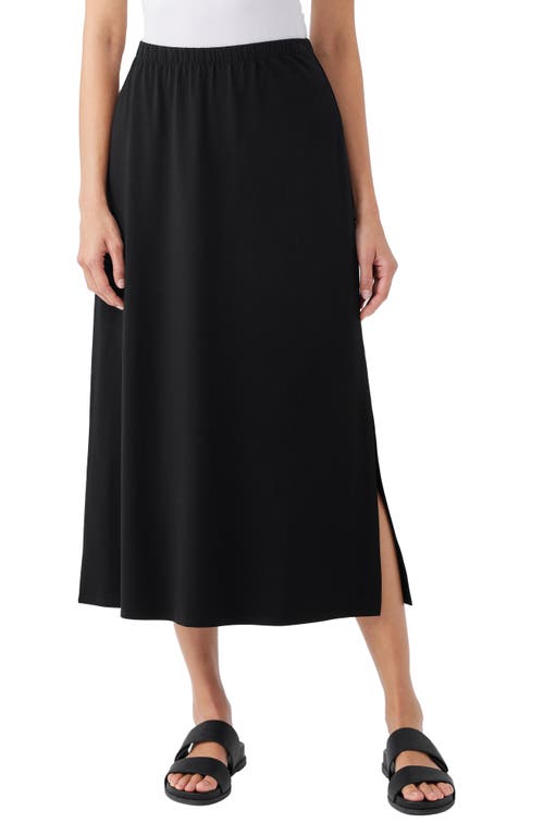 Eileen Fisher Straight Slit Hem Jersey Midi Skirt in Black