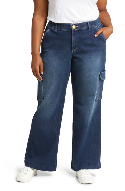 Calça Wide Leg Jeans Com Elástico Plus Size - daluzplussize