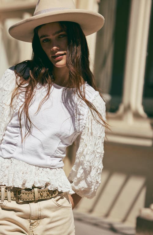 Free People Olivia Contrast Stitch Knit Top In Optic White