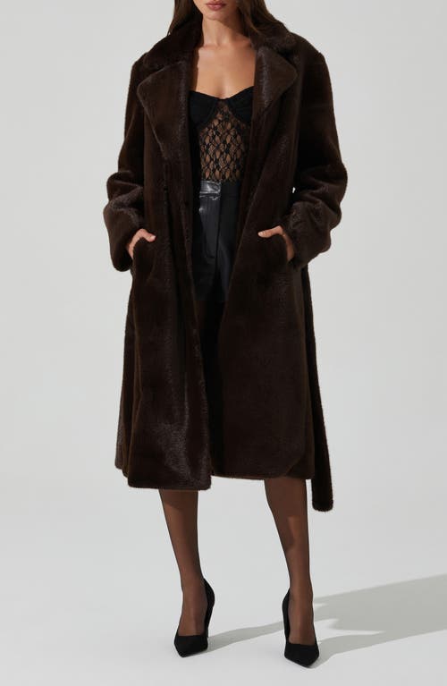 ASTR the Label Maisie Faux Fur Long Coat in Chocolate 