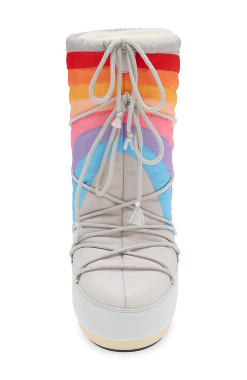 Moon Boot Kids' Rainbow Print Icon Water Repellent ® In Glacier/blue-red