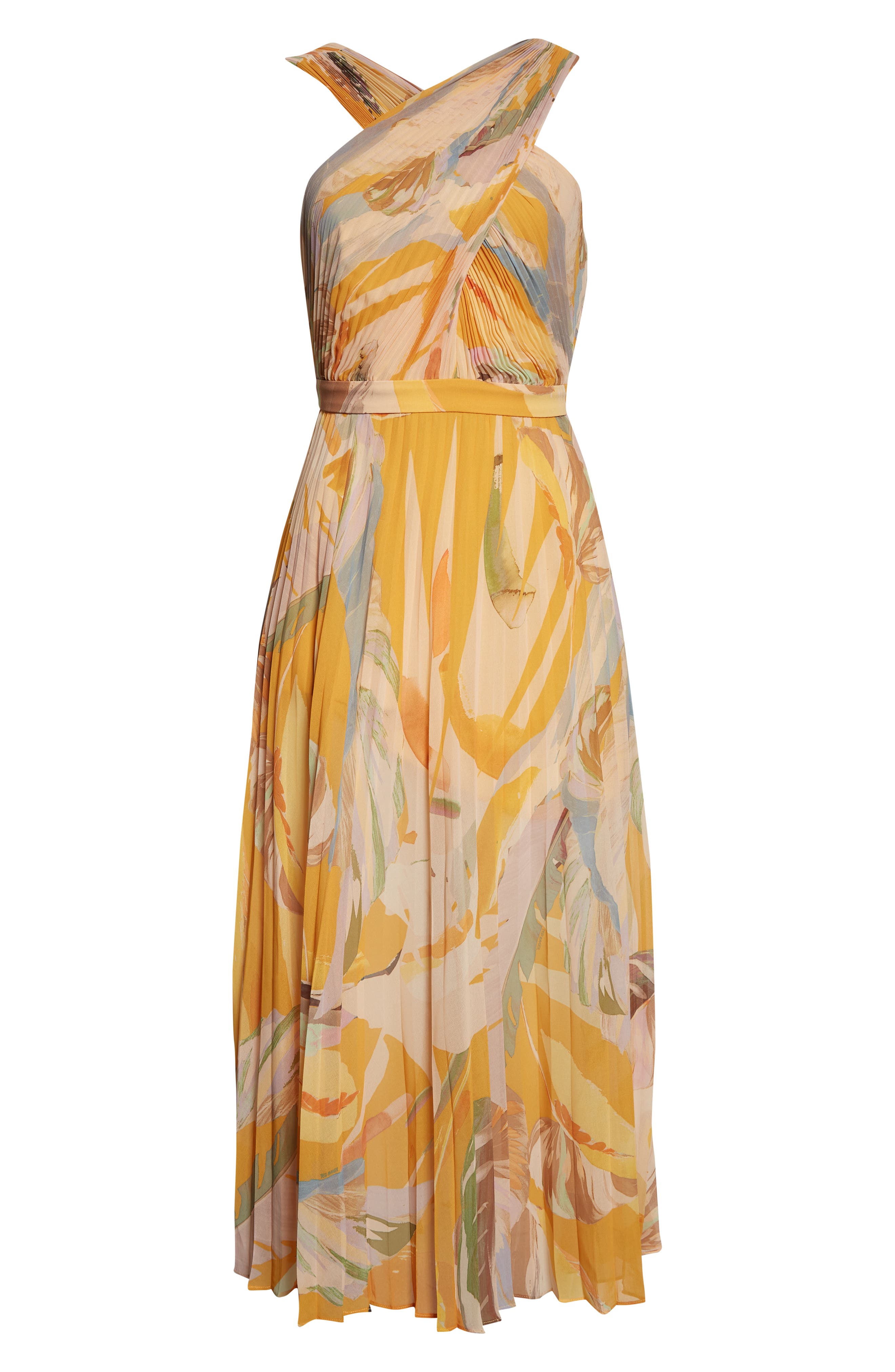 yellow pleated dress ted baker