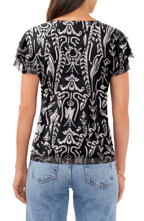 VINCE CAMUTO VINCE CAMUTO FLUTTER SLEEVE MESH TOP 