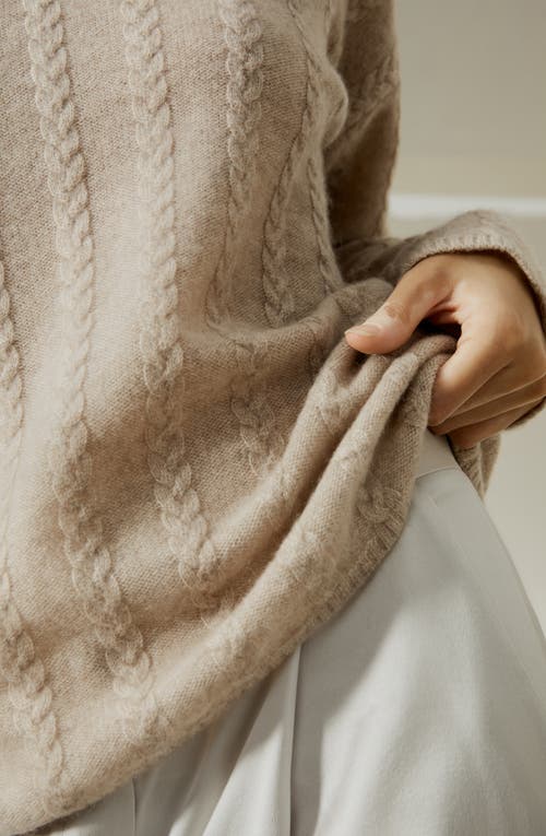 Lilysilk Semi-sheer Cable-knit Cashmere Sweater In Beige