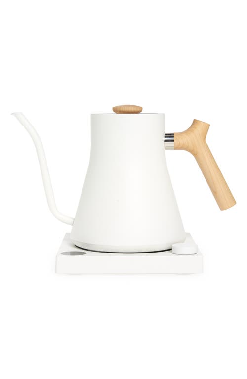 Fellow Stagg EKG Electric Pour Over Kettle in Matte White With Maple Accents