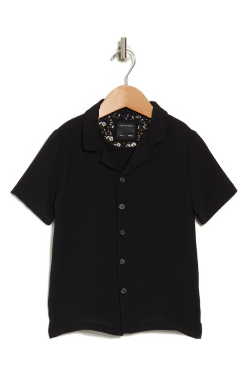 Shop Denim And Flower Kids' Textured Woven Short Sleeve Button-up Shirt In Black