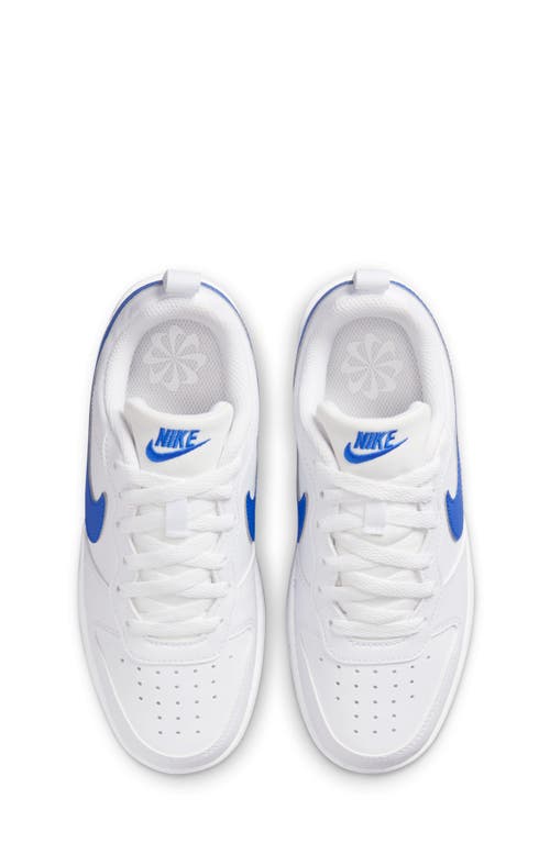 Shop Nike Kids' Court Borough Low Top Sneaker In White/hyper Royal