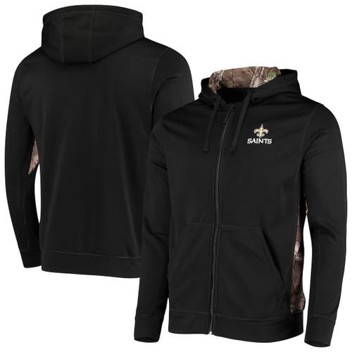 Men's Dunbrooke Black/Realtree Camo New Orleans Saints Decoy Tech Fleece Full-Zip Hoodie