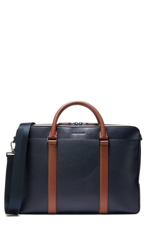 Triboro Leather Briefcase in Navy/New British Tan