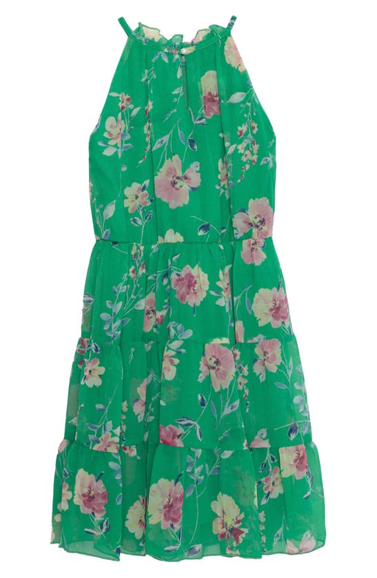 Shop Speechless Kids' Floral Chiffon Dress In Green/ Pink