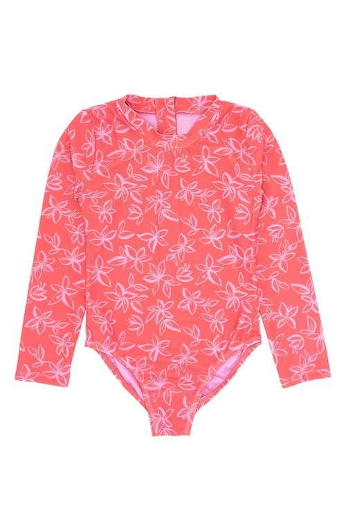 Feather 4 Arrow Kids' Wave Chaser Long Sleeve Rashguard Swimsuit Sugar Coral at Nordstrom,