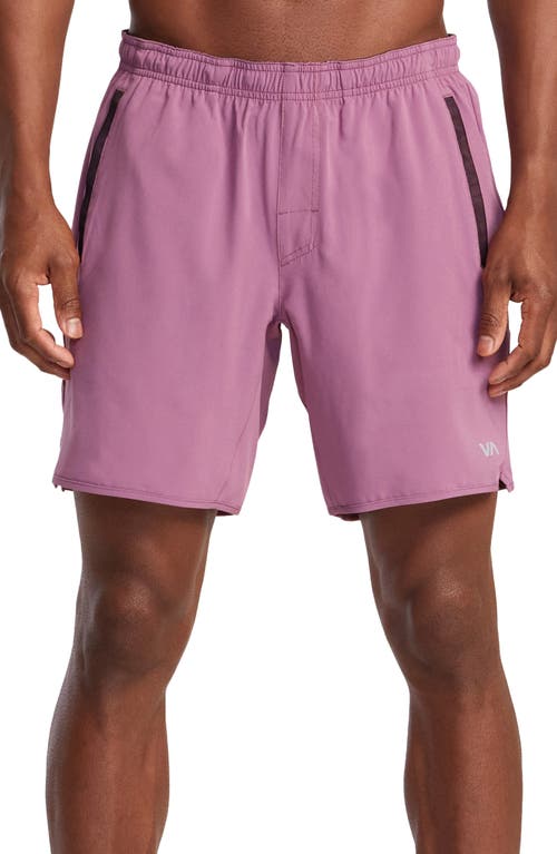 RVCA Yogger Stretch Athletic Shorts in Rose Shadow 