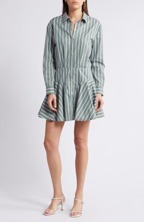 Shop Saylor Naeem Stripe Long Sleeve Shirtdress In Juniper