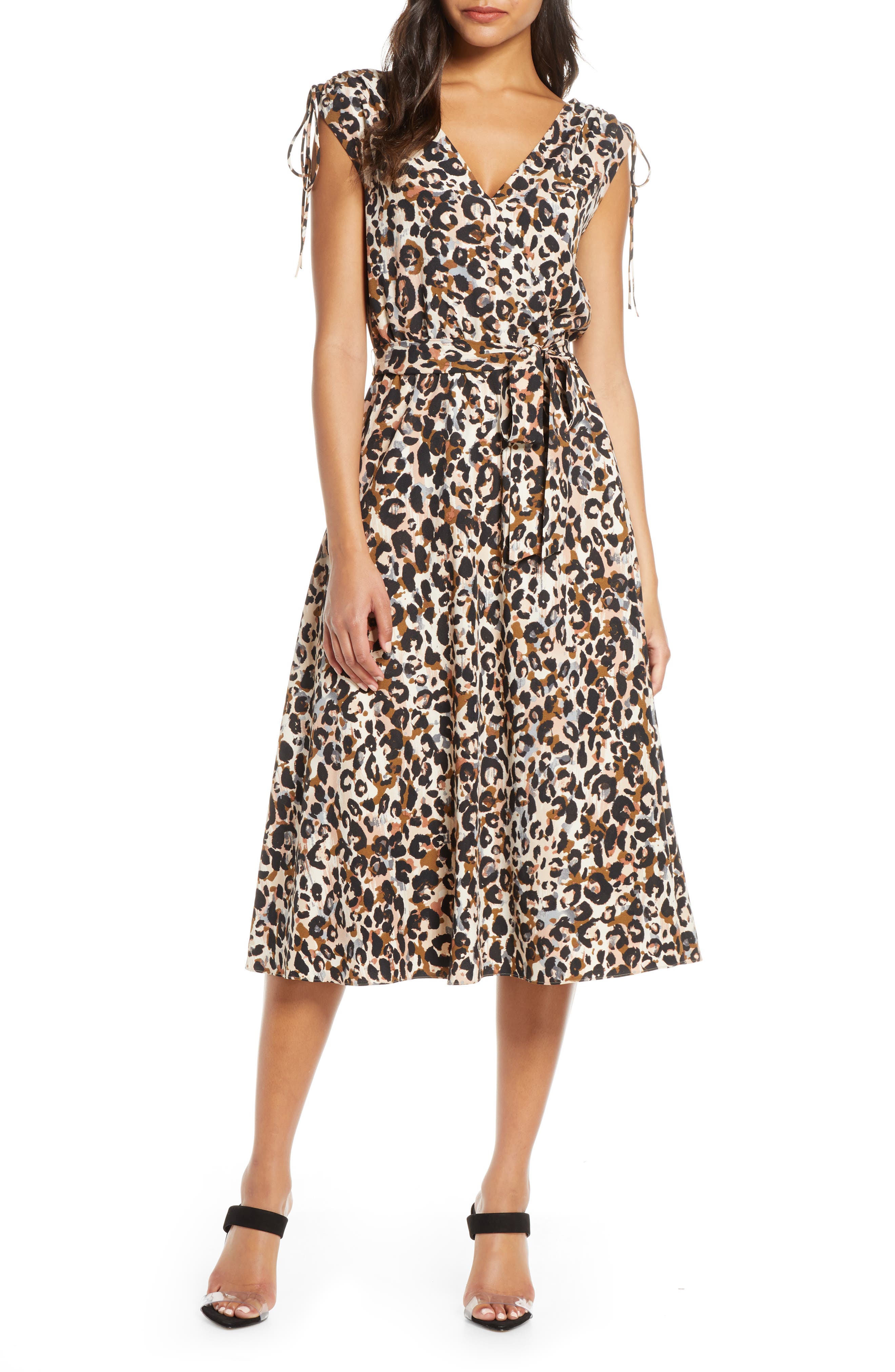 Julia Jordan Leopard Print Midi Dress, Brown
