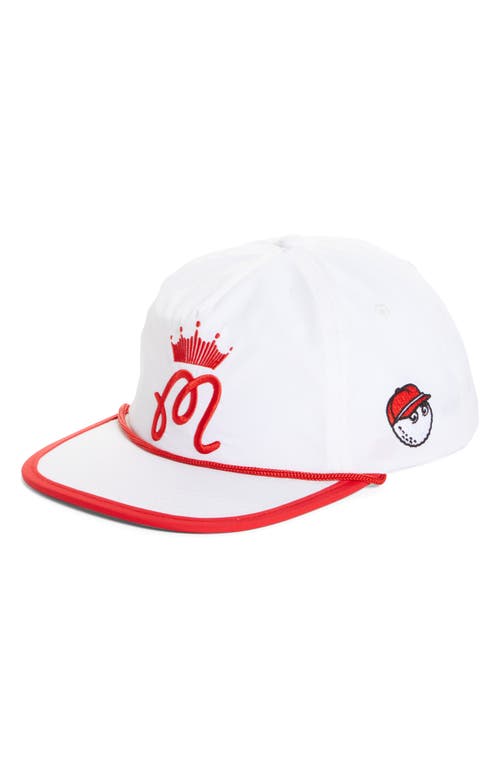 Malbon Golf x Budweiser® Rope Logo Snapback Baseball Cap in White