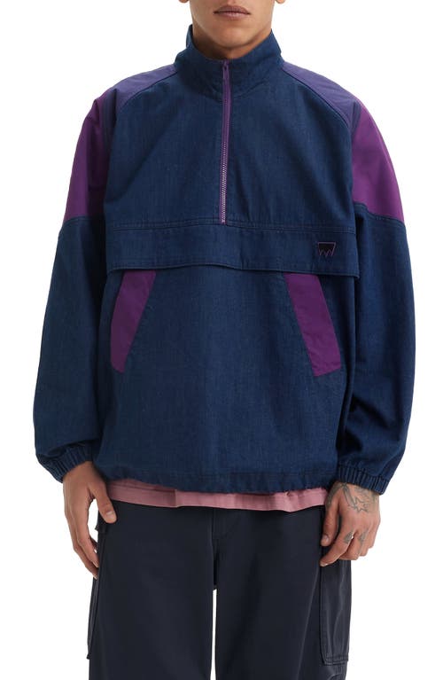 Shop Levi's Skate Sport Half Zip Jacket In Skate Blue Wine