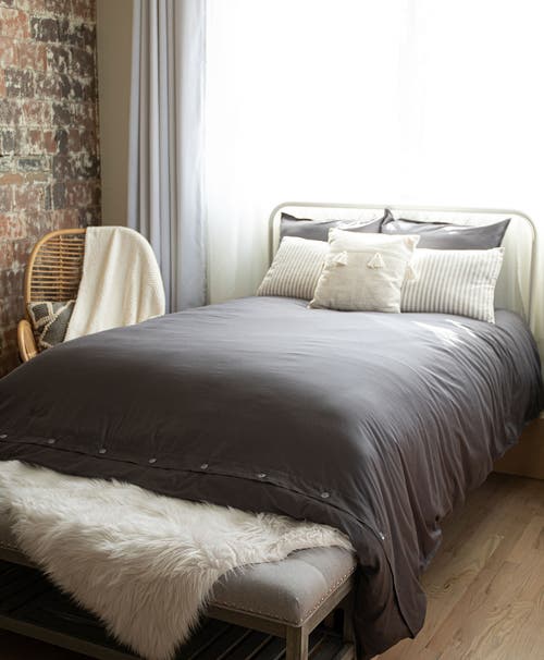 Pact Organic Room Service Sateen Sham 2-pack In Charcoal