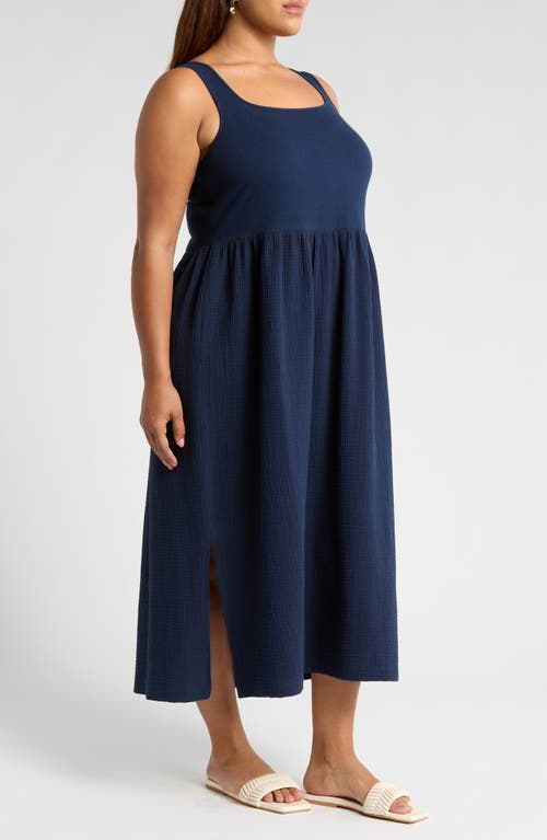 Shop Madewell Knit Tank Midi Dress In Dark Nightfall