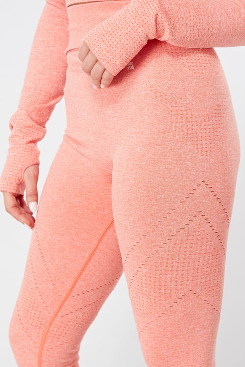 Shop Twill Active Recyled Seamless Marl Laser Cut Leggings In Coral