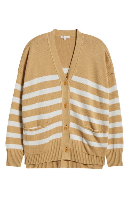 Shop Madewell Stripe Cotton Blend Cardigan In Desert Dune