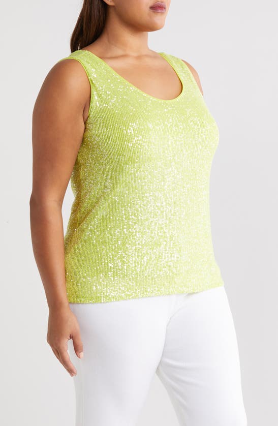 Shop Anne Klein Sequin Double Scoop Tank In Sprout