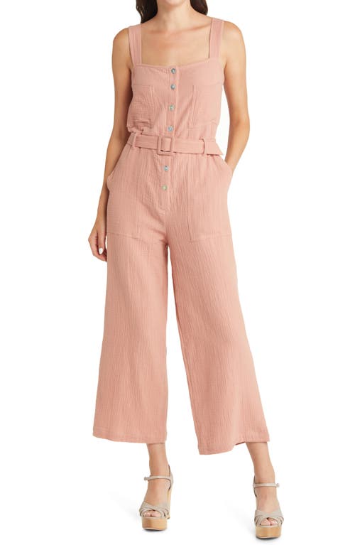 Bishop + Young Sardina Belted Cotton Jumpsuit in Coral
