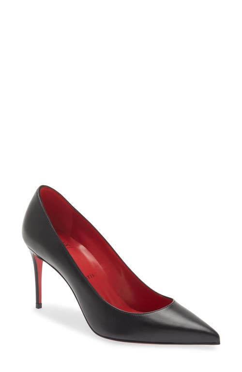 Christian Louboutin Kate Pointed Toe Patent Leather Pump in Black/Lin Loubi