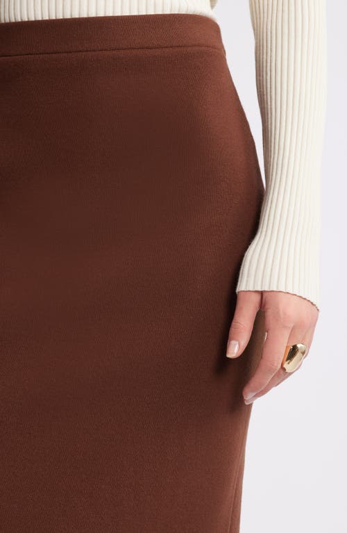 Open Edit Luxe Sculpt Maxi Skirt In Brown Soil