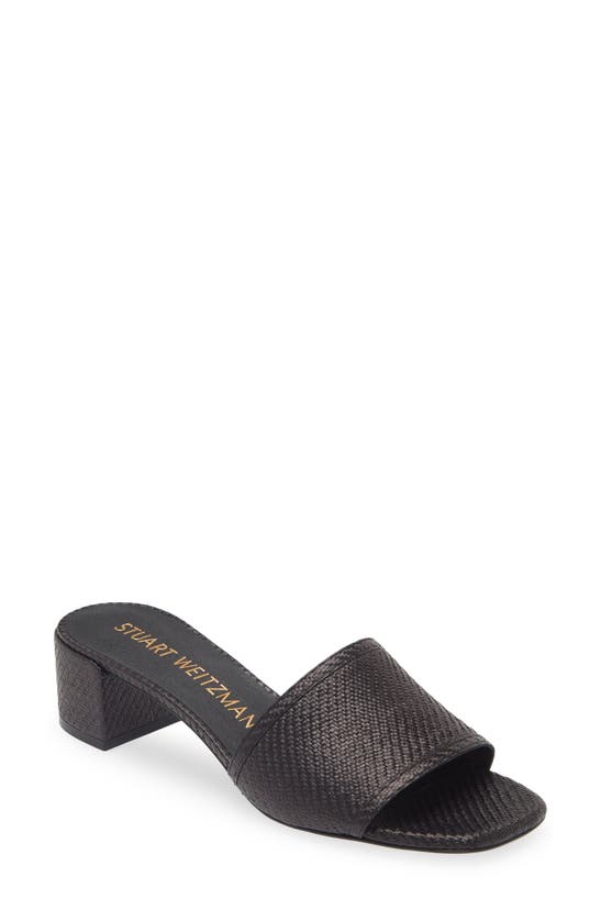 Shop Stuart Weitzman Cayman 35 Block Slide Sandal In Black