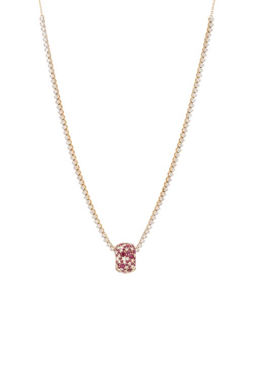 Adina Reyter Pavé Diamond Charm Necklace In Yellow Gold/burgundy
