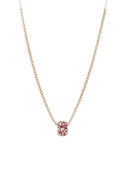 Shop Adina Reyter Pavé Diamond Charm Necklace In Yellow Gold/burgundy