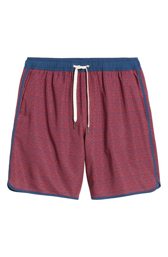 Shop Fair Harbor The Anchor Swim Trunks In Nautical Red Wavy Geo