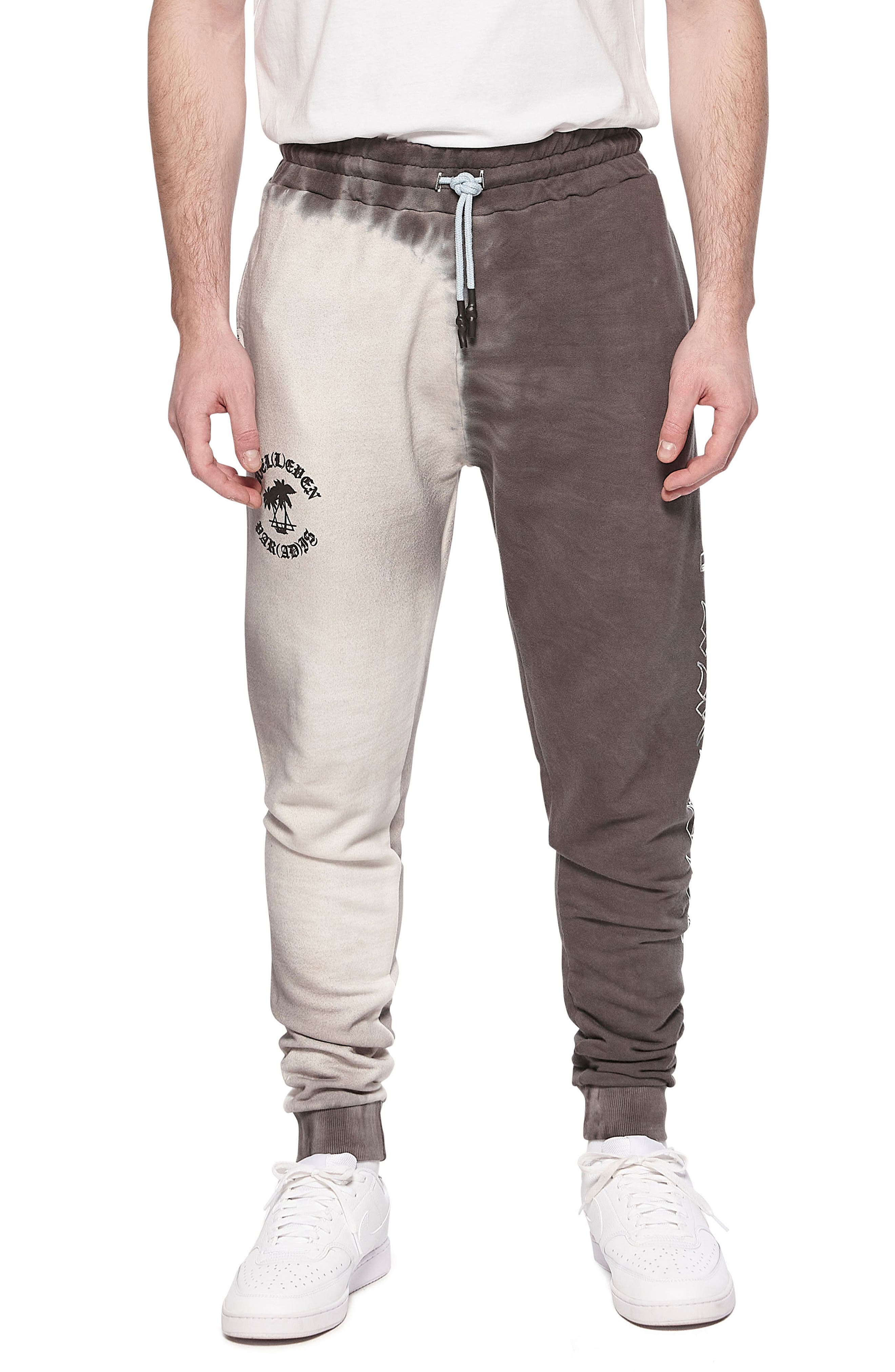 Eleven Paris Men's Split Tie Dye Jogger Pants - Gray - Size x Large - Castlerock