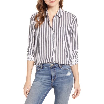 Lucky Brand Stripe One-Pocket Shirt, Blue