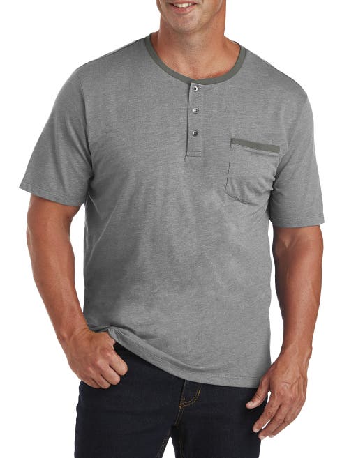 Shop Harbor Bay By Dxl Slub Henley Shirt In Grey Heather