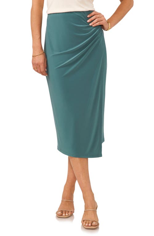 Ruched Side Slit Stretch Jersey Skirt in Deep Alpine