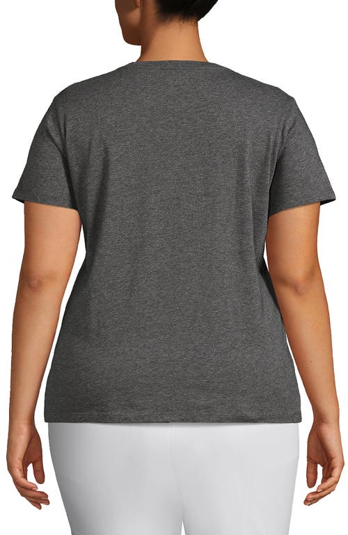 Lands' End Plus Size Relaxed Supima Cotton V-neck T-shirt In Charcoal Heather