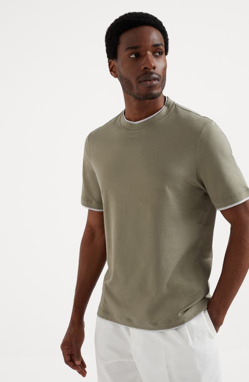 Shop Brunello Cucinelli T-shirt With Faux-layering In Olive