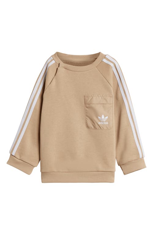 Shop Adidas Originals Adidas Adicolor Lifestyle Crewneck Sweatshirt & Joggers Set In Magic Beige