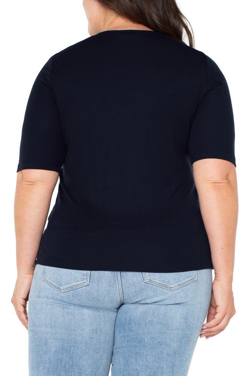 Shop Liverpool Double Layer V-neck Top In Dark Navy