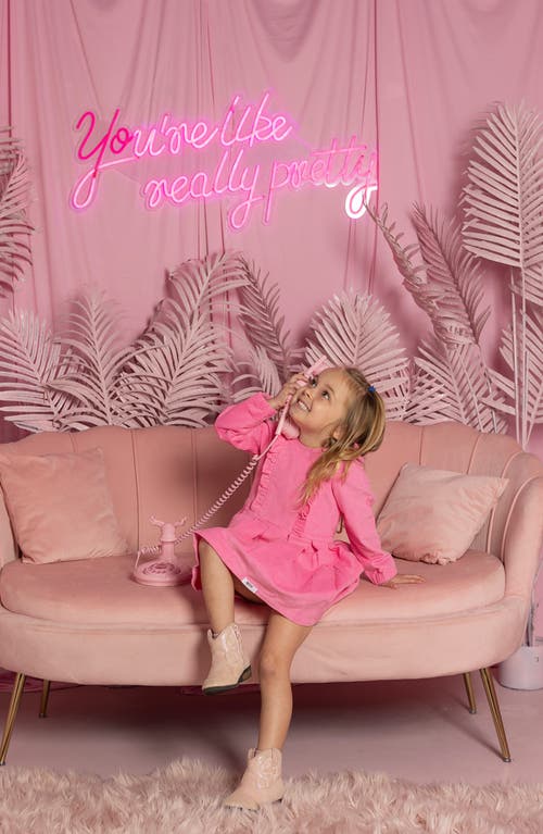 Worthy Threads Long Sleeve Ruffle Dress In Pink
