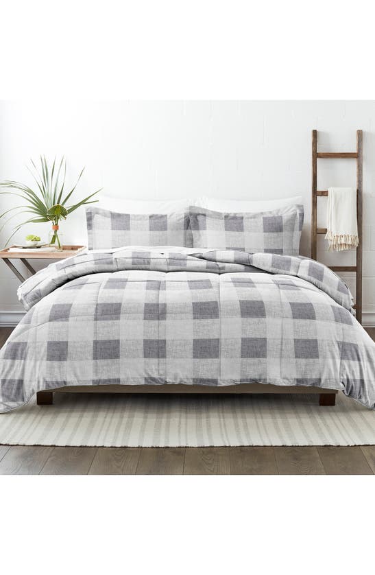 Homespun Gray Plaid Premium Microfiber Comforter Set In Gray