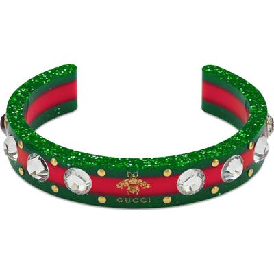 Gucci Crystal & Stud Stripe Cuff