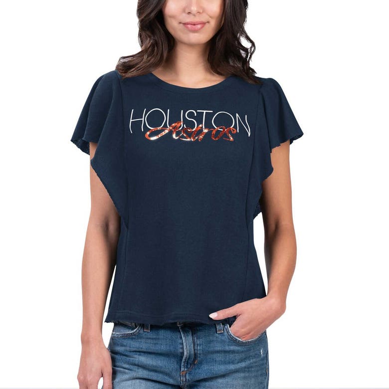 Shop G-iii 4her By Carl Banks Navy Houston Astros Crowd Wave T-shirt